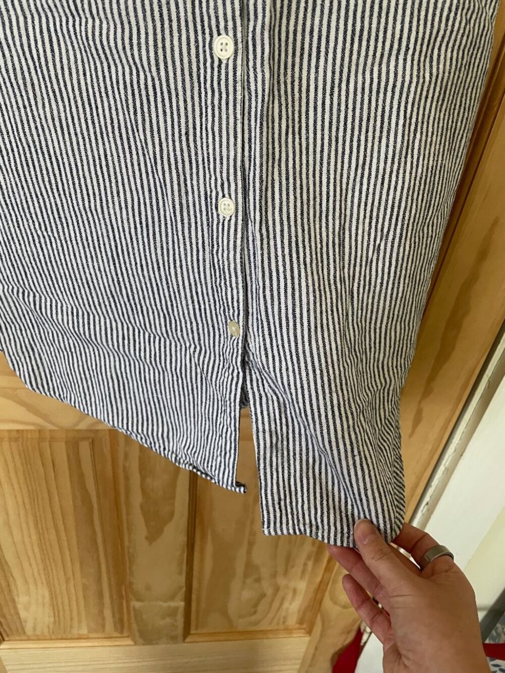 Gap Linen-Blend Sleeveless Striped Shirt Dress - Women's Sz M - Blue and White - Picture 7 of 12